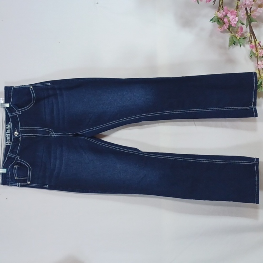 BOOTDADDY WOMENS JEANS SIZE 16 IN A BEAUTIFUL BLUE DEMIN FADED WITH BLING